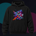 Kinetic Prism Choir original KOSVYRE design on a black hoodie against a graphite studio background