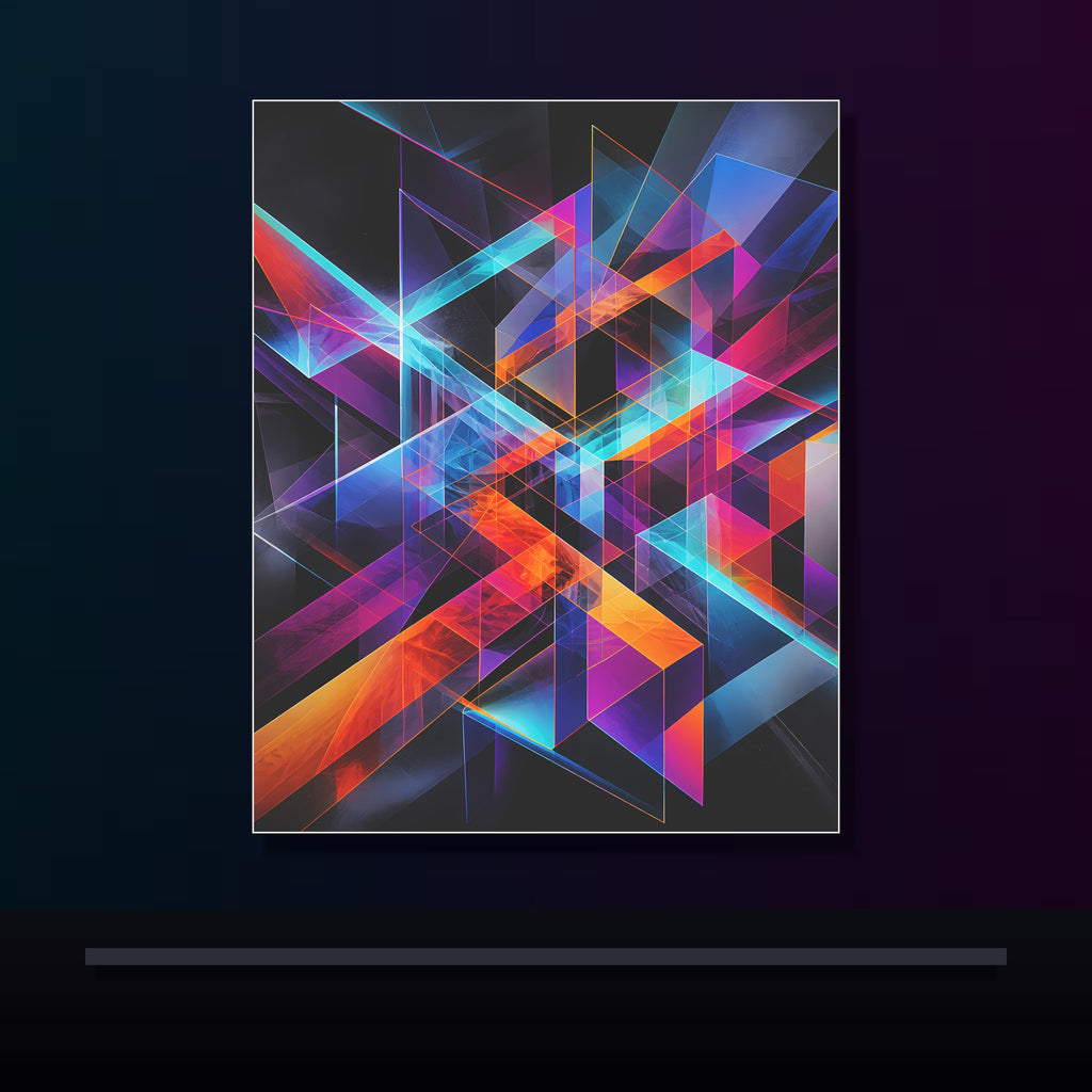Kinetic Prism Choir original KOSVYRE poster displayed in a dark psychedelic gallery setting