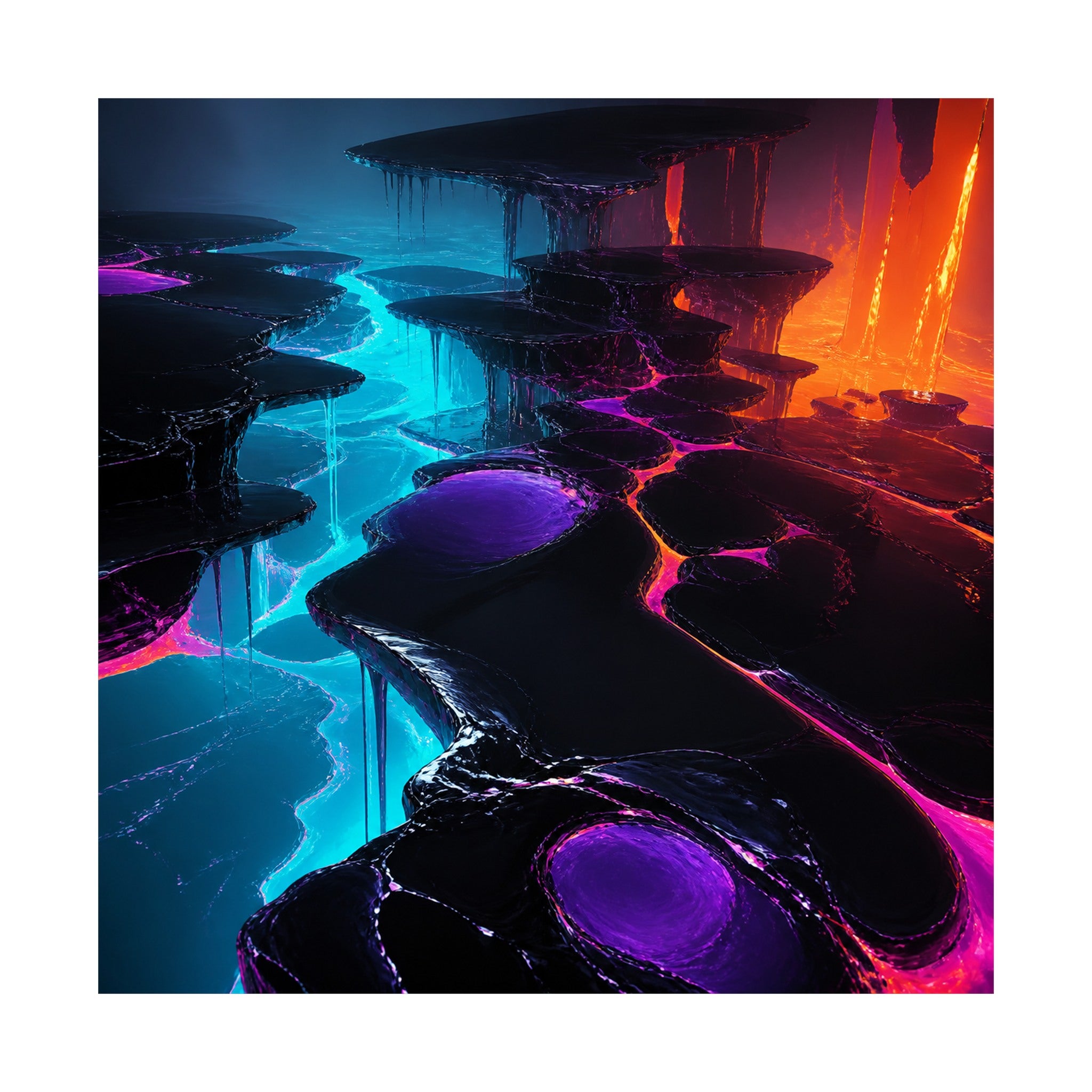 Lacquer Rift Garden original KOSVYRE art print shown on a clean white display