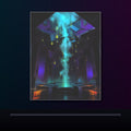 Lacuna Weather original KOSVYRE poster displayed in a dark psychedelic gallery setting