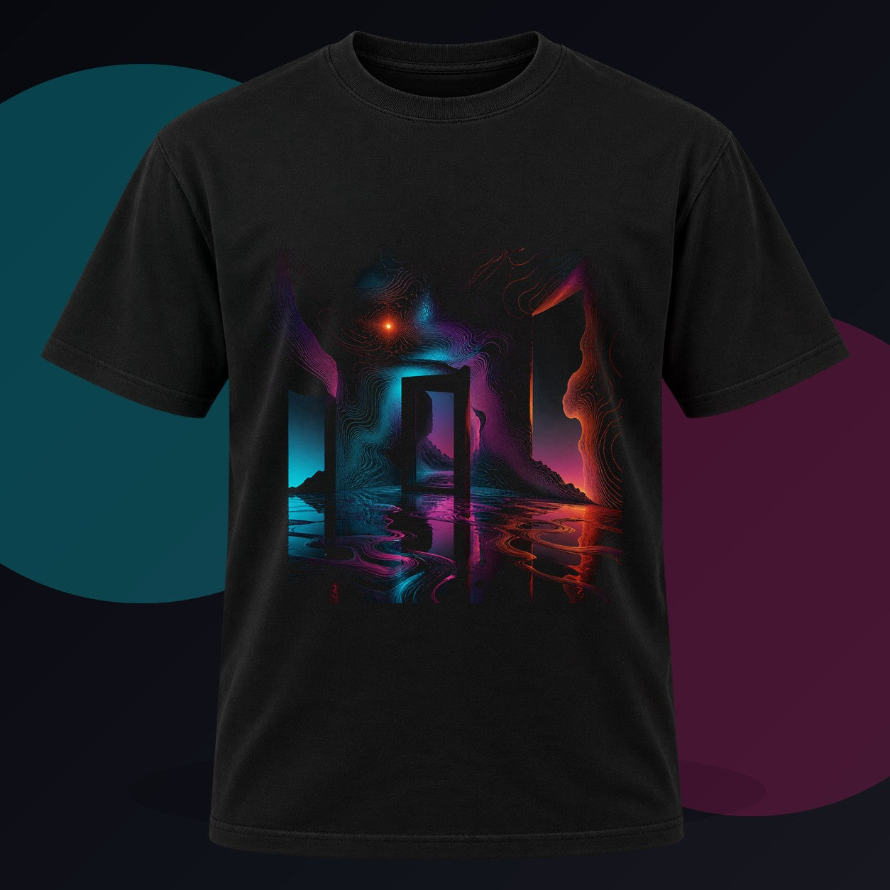 Liminal Heatmap original KOSVYRE design on a black graphic tee against a graphite studio background