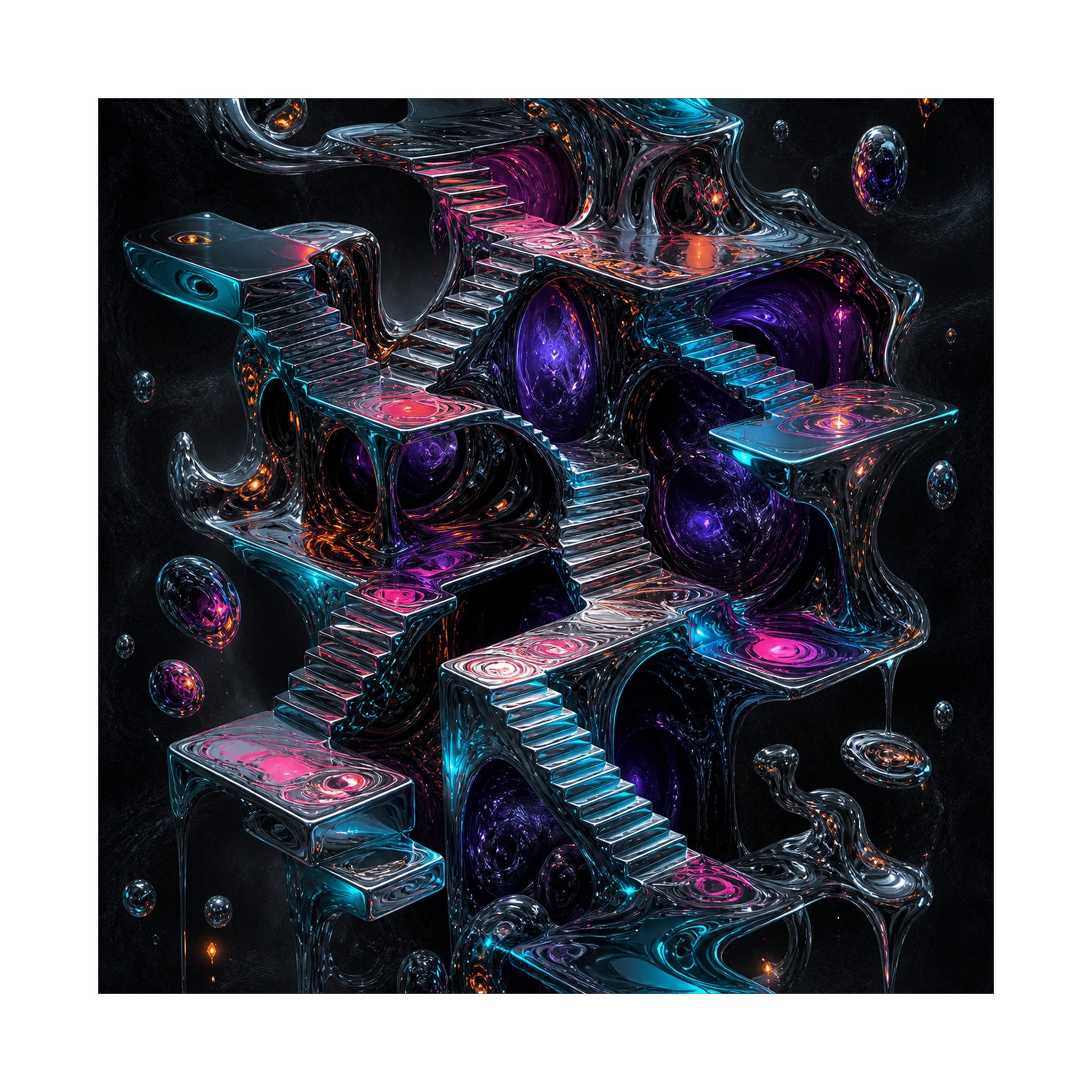 Liminal Mercury Stair original KOSVYRE art print shown on a clean white display