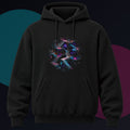 Liminal Mercury Stair original KOSVYRE design on a black hoodie against a graphite studio background