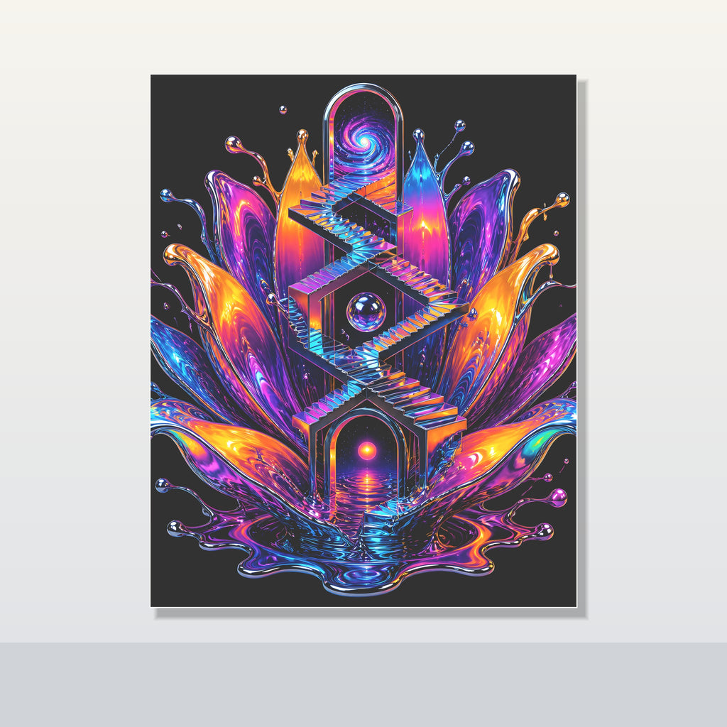 Liquid Staircase Bloom original KOSVYRE poster shown on a clean unframed display
