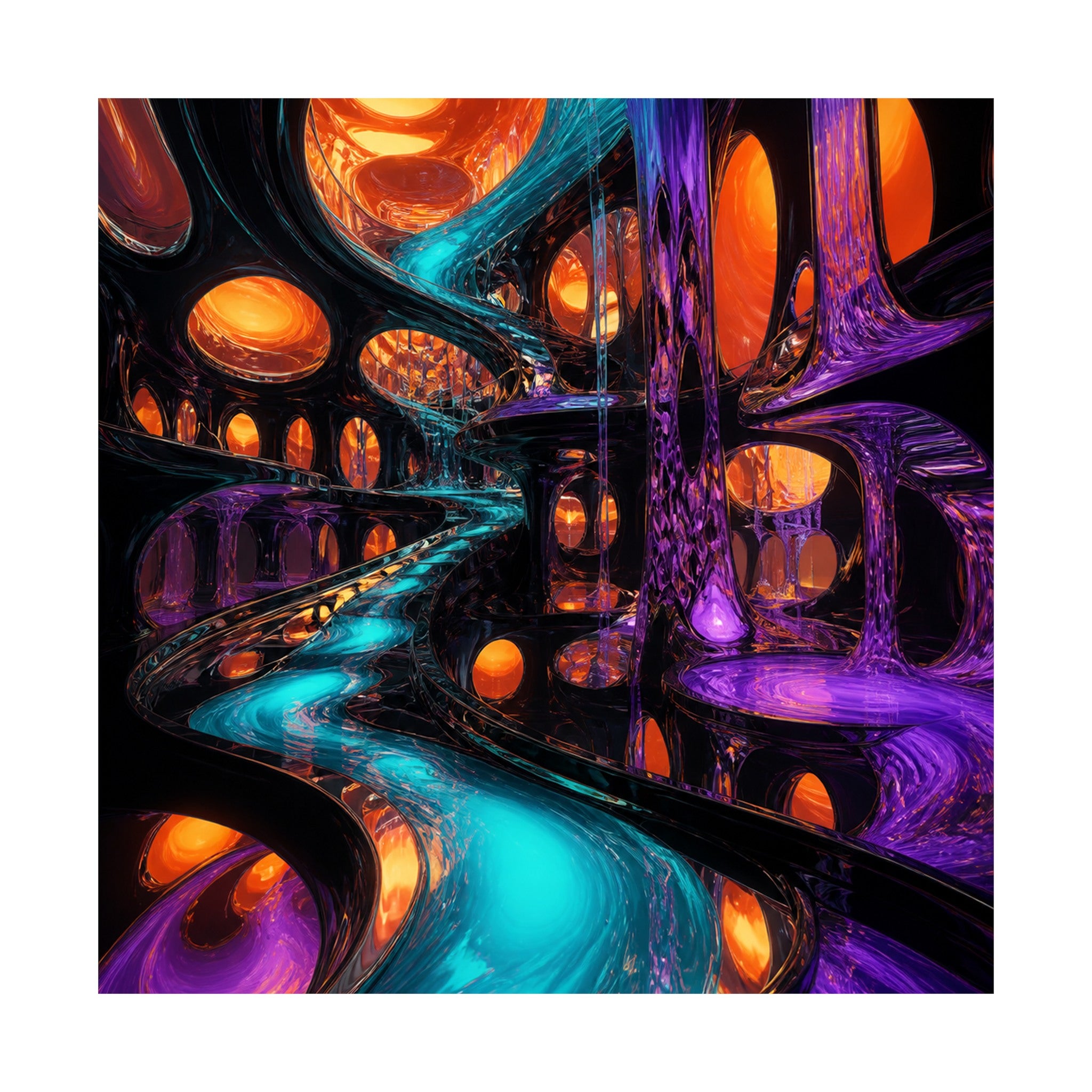 Liquid Transit Atrium original KOSVYRE art print shown on a clean white display