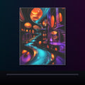 Liquid Transit Atrium original KOSVYRE poster displayed in a dark psychedelic gallery setting