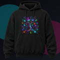 Lunar Circuit Orchard original KOSVYRE design on a black hoodie against a graphite studio background