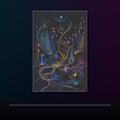 Lunar Root Orchestra original KOSVYRE poster displayed in a dark psychedelic gallery setting