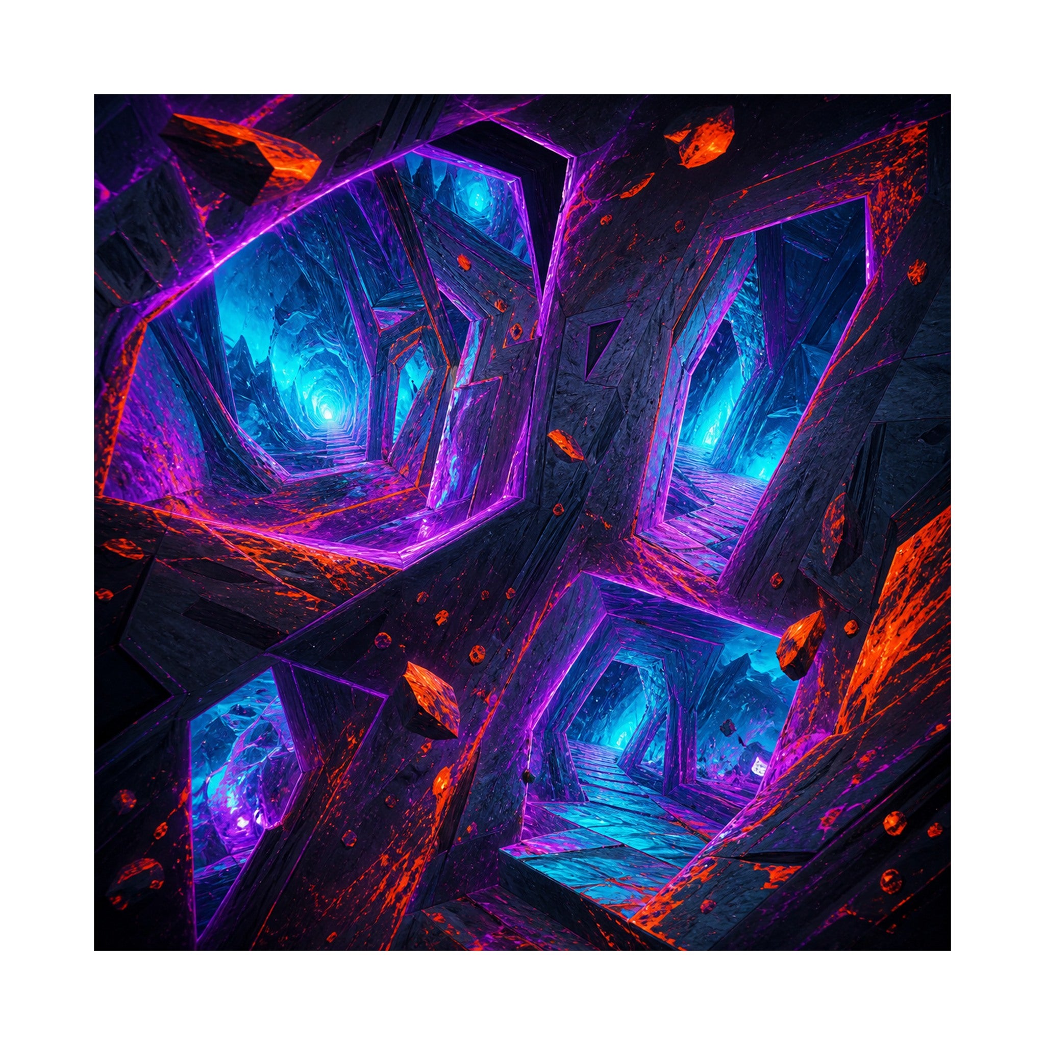 Magenta Rift Transit original KOSVYRE art print shown on a clean white display