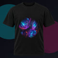 Magenta Rift Transit original KOSVYRE design on a black graphic tee against a graphite studio background