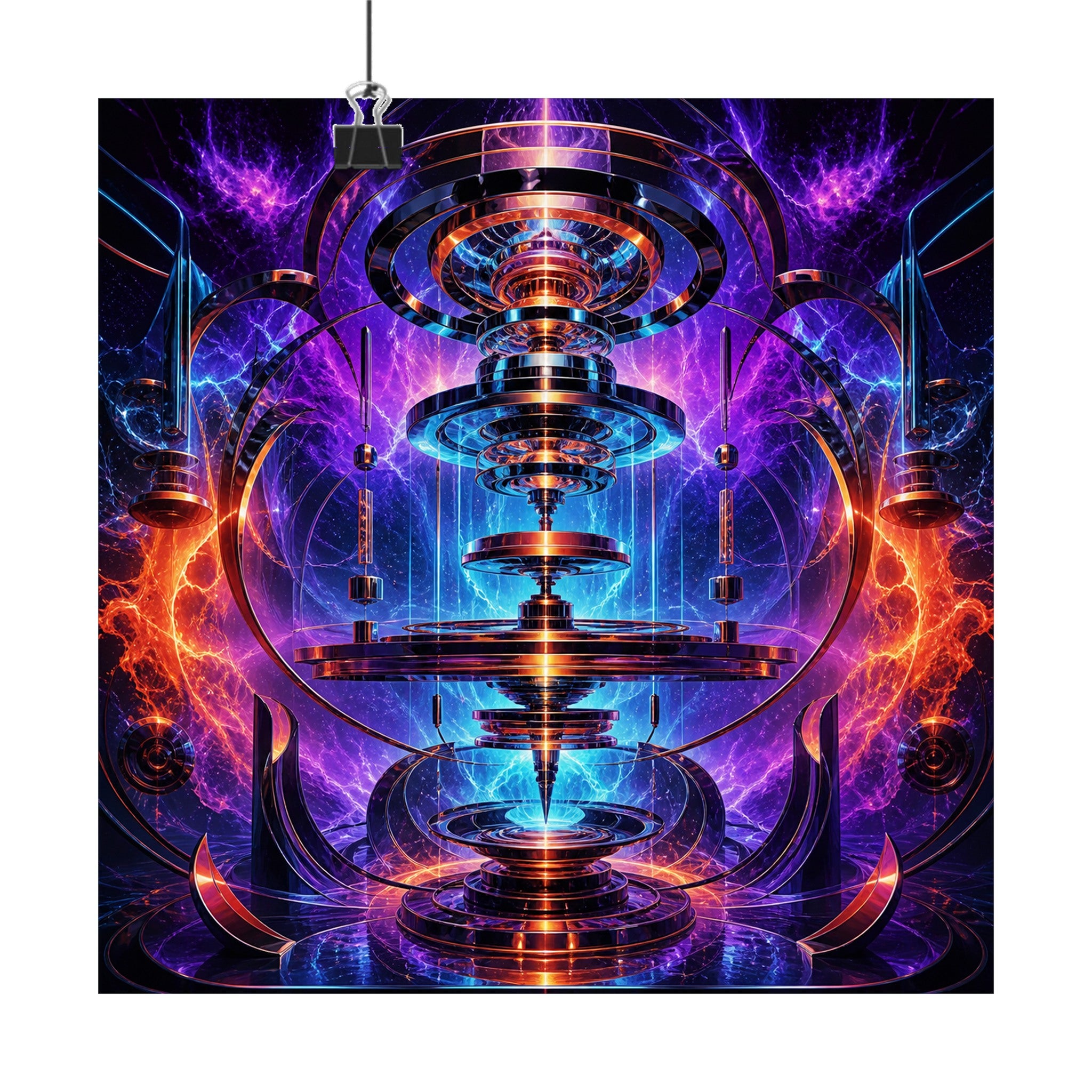 Magnetic Weather Engine original KOSVYRE art print displayed with binder clips