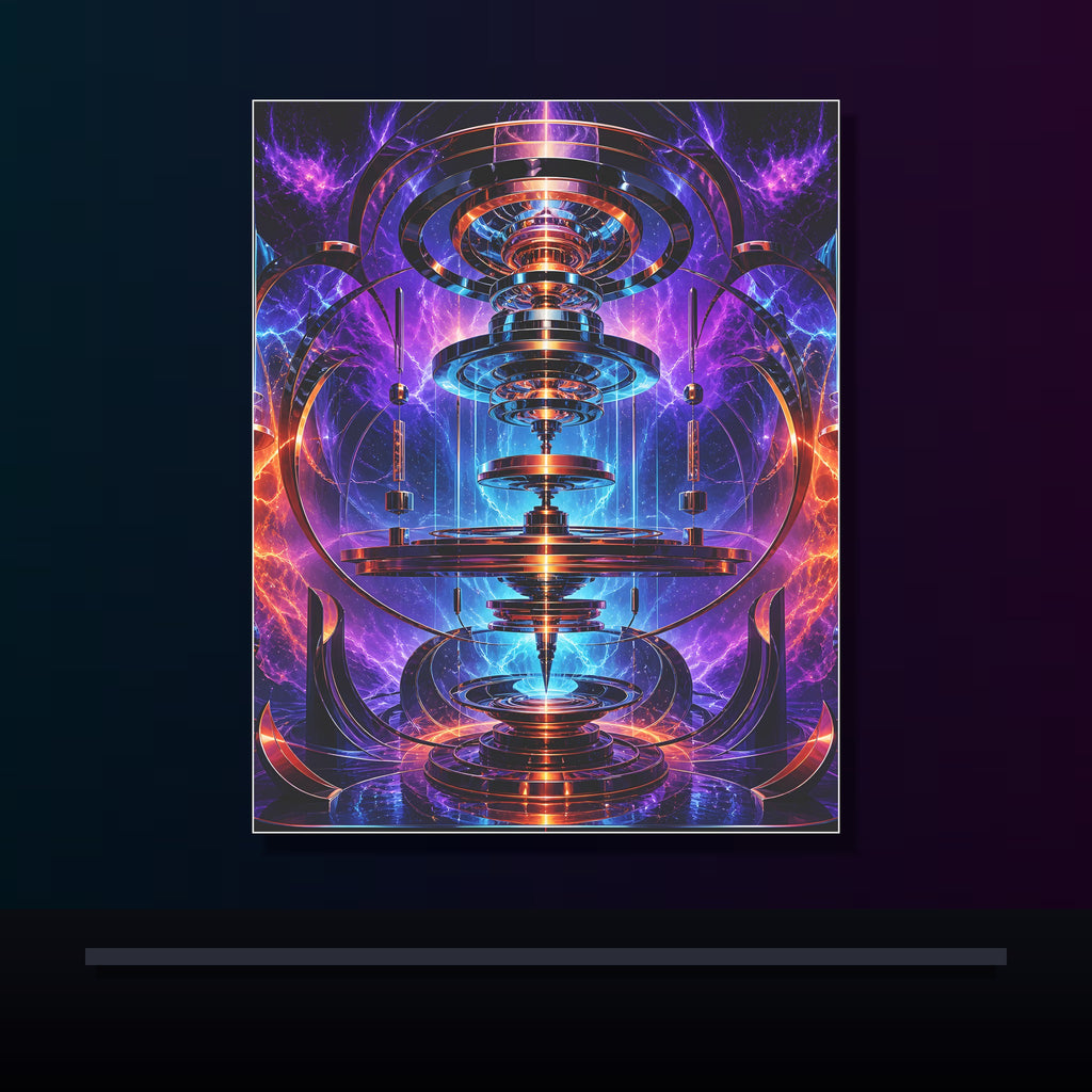 Magnetic Weather Engine original KOSVYRE poster displayed in a dark psychedelic gallery setting
