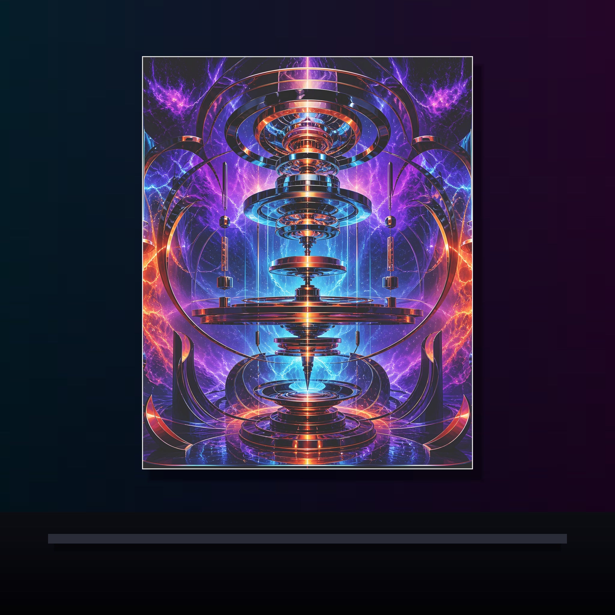 Magnetic Weather Engine original KOSVYRE poster displayed in a dark psychedelic gallery setting