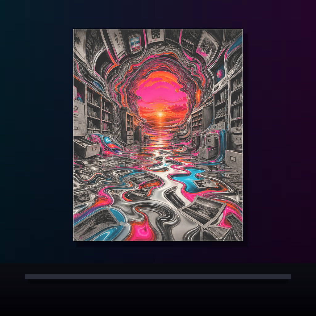Melted Archive original KOSVYRE poster displayed in a dark psychedelic gallery setting