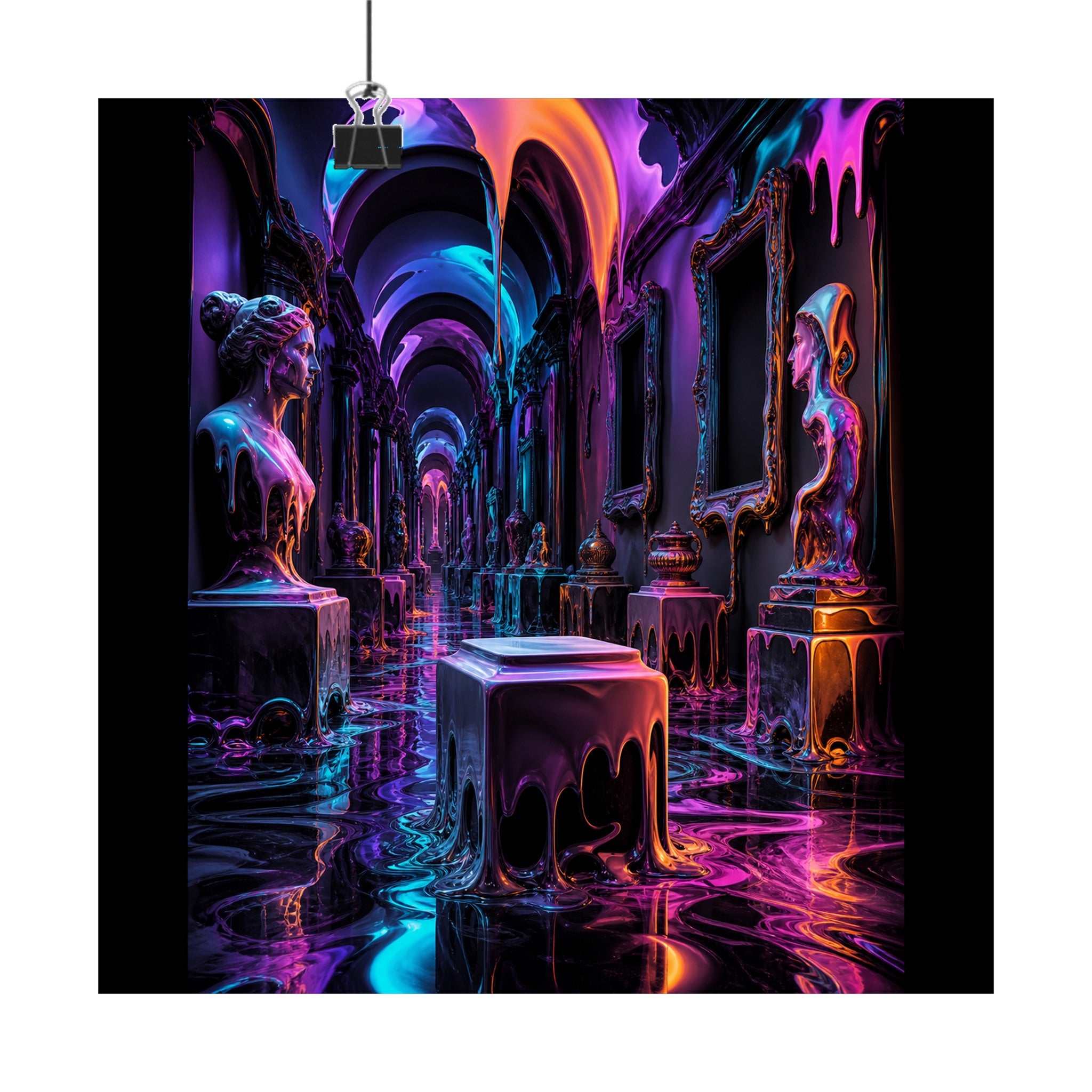 Melted Museum Relay original KOSVYRE art print displayed with binder clips