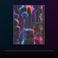 Melted Museum Relay original KOSVYRE poster displayed in a dark psychedelic gallery setting