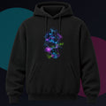 Membrane Relay Field original KOSVYRE design on a black hoodie against a graphite studio background
