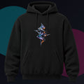 Mercurial Drift Spindle original KOSVYRE design on a black hoodie against a graphite studio background