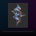Mercurial Drift Spindle original KOSVYRE poster displayed in a dark psychedelic gallery setting