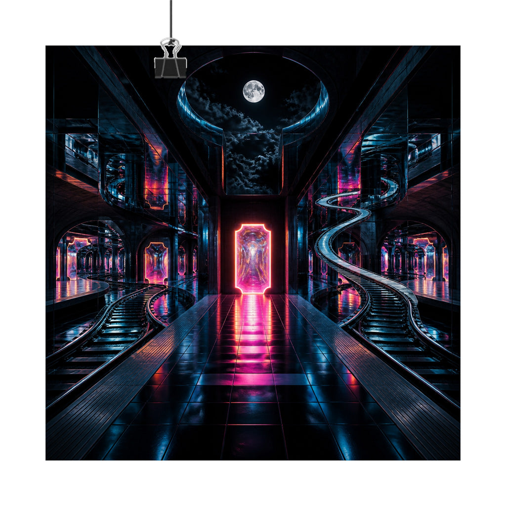 Midnight Transit of Mirrors original KOSVYRE art print displayed with binder clips