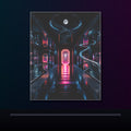 Midnight Transit of Mirrors original KOSVYRE poster displayed in a dark psychedelic gallery setting