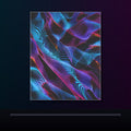 Moire Frost Relay original KOSVYRE poster displayed in a dark psychedelic gallery setting