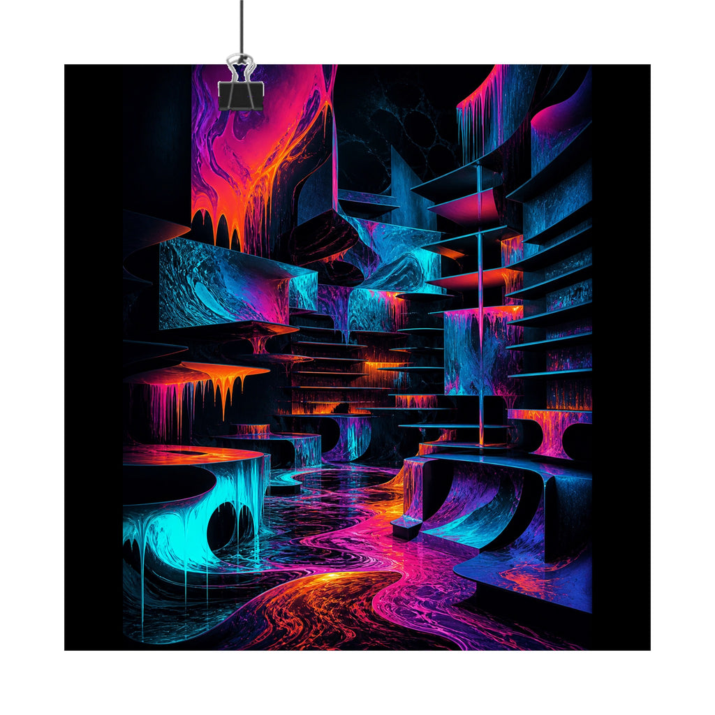 Molten Index Chamber original KOSVYRE art print displayed with binder clips