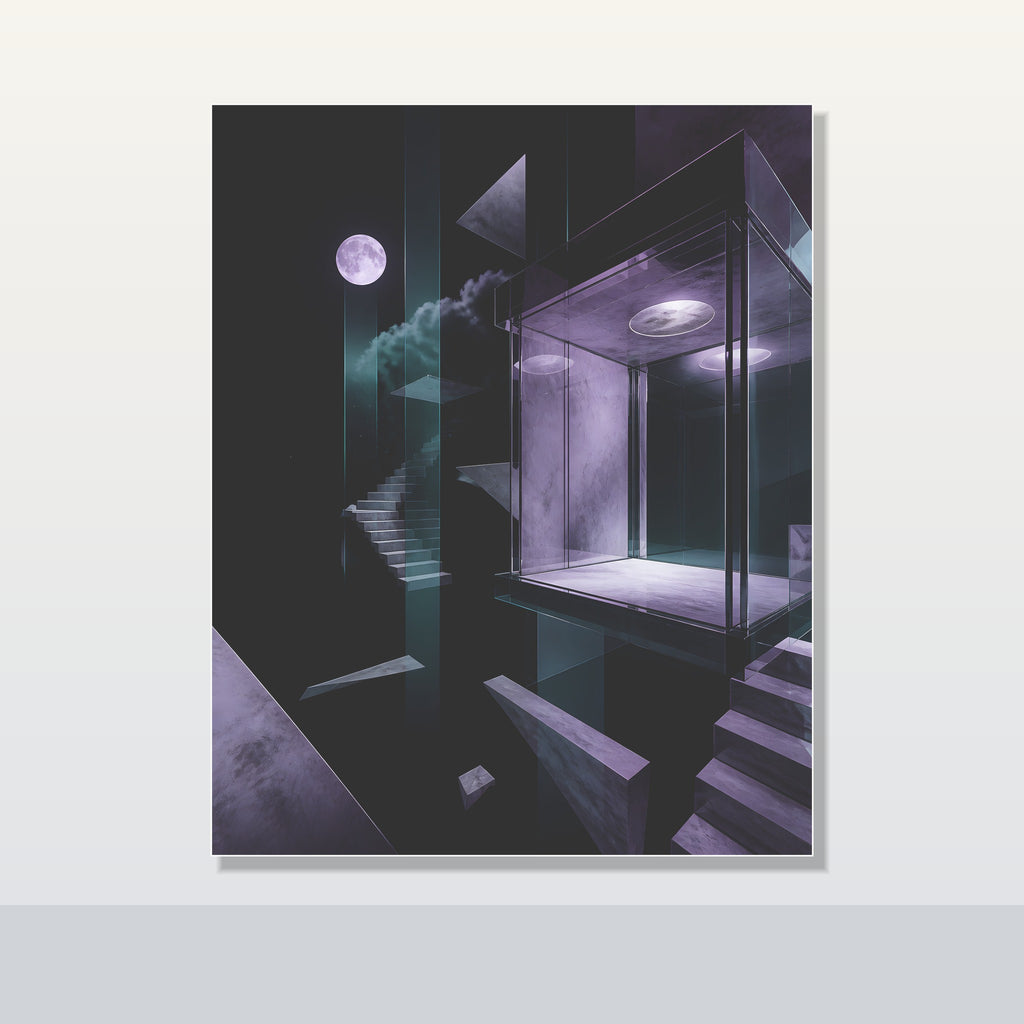 Moonlit Null Elevator original KOSVYRE poster shown on a clean unframed display