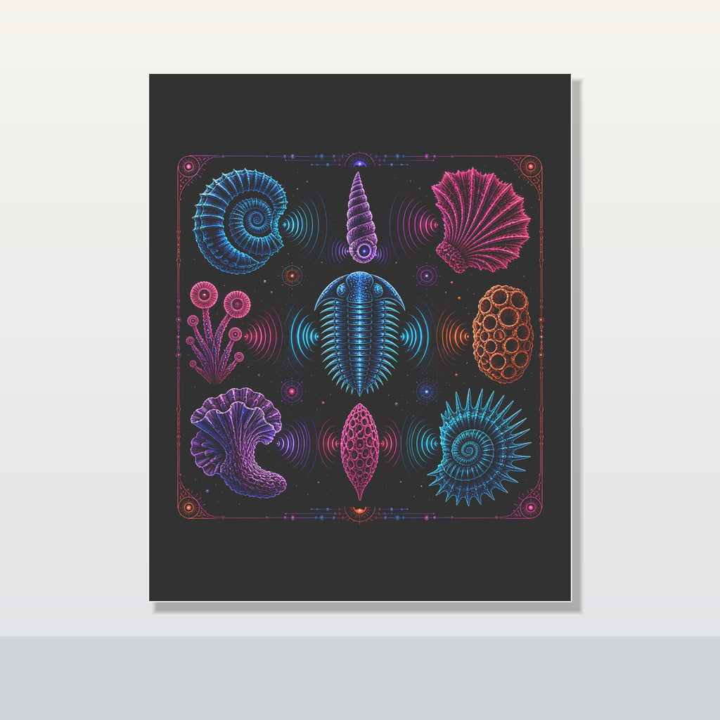 Neon Fossil Choir original KOSVYRE poster shown on a clean unframed display