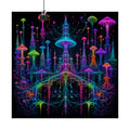 Neon Mycelial Parliament original KOSVYRE art print displayed with binder clips