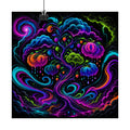 Neon Weather Orchard original KOSVYRE art print displayed with binder clips