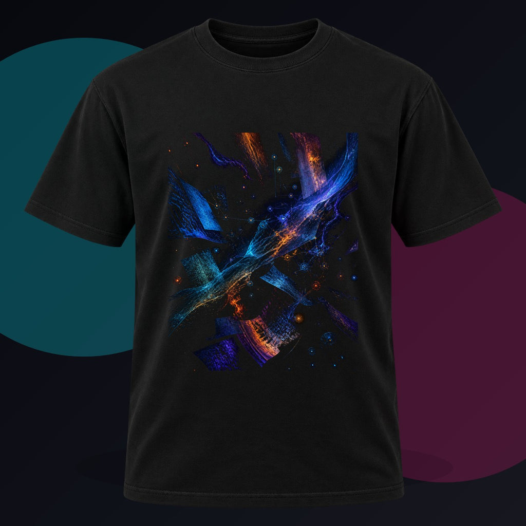 Night Archive Weather original KOSVYRE design on a black graphic tee against a graphite studio background