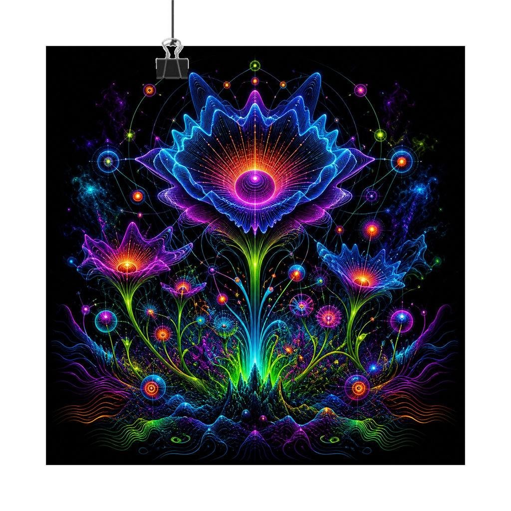 Night Bloom Frequency original KOSVYRE art print displayed with binder clips