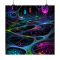 Night Circuit Meadow original KOSVYRE art print displayed with binder clips
