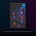 Night Window Machinery original KOSVYRE poster displayed in a dark psychedelic gallery setting