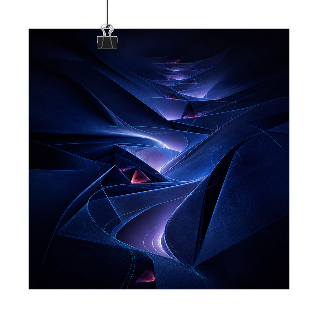Nocturne Fold Garden original KOSVYRE art print displayed with binder clips
