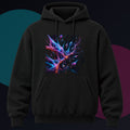 Null Meridian Bloom original KOSVYRE design on a black hoodie against a graphite studio background