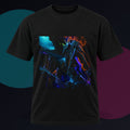 Obsidian Tide Instrument original KOSVYRE design on a black graphic tee against a graphite studio background