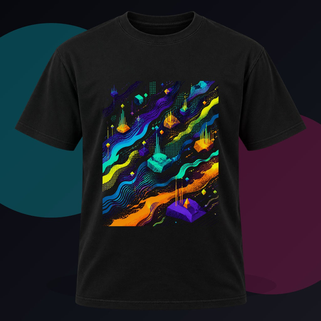 Offset Broadcast Reef original KOSVYRE design on a black graphic tee against a graphite studio background
