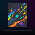 Offset Broadcast Reef original KOSVYRE poster displayed in a dark psychedelic gallery setting