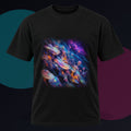 Opal Data Reef original KOSVYRE design on a black graphic tee against a graphite studio background