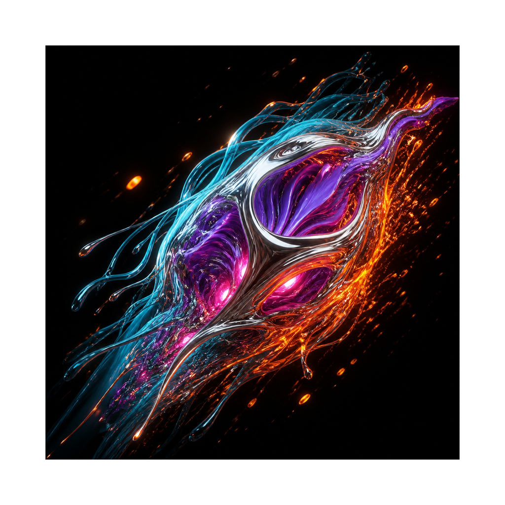 Orange Drift Organism original KOSVYRE art print shown on a clean white display