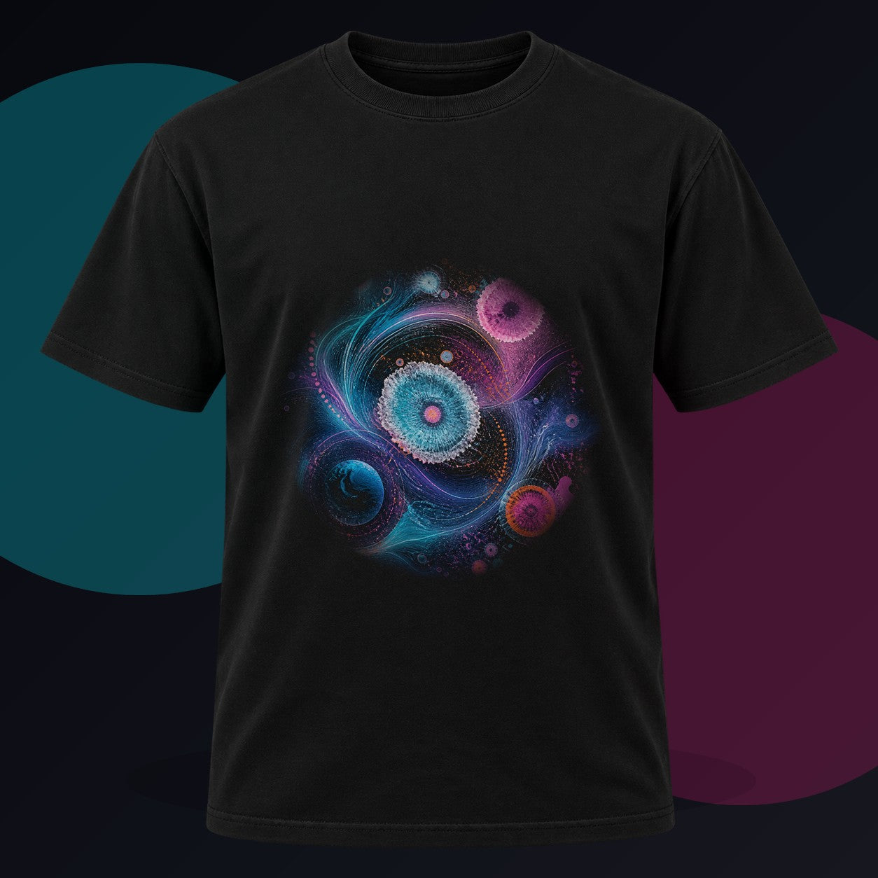 Orbit Salt Compass original KOSVYRE design on a black graphic tee against a graphite studio background