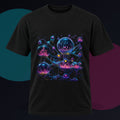 Orbital Glass Orchard original KOSVYRE design on a black graphic tee against a graphite studio background