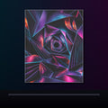 Orbiting Fold Cathedral original KOSVYRE poster displayed in a dark psychedelic gallery setting