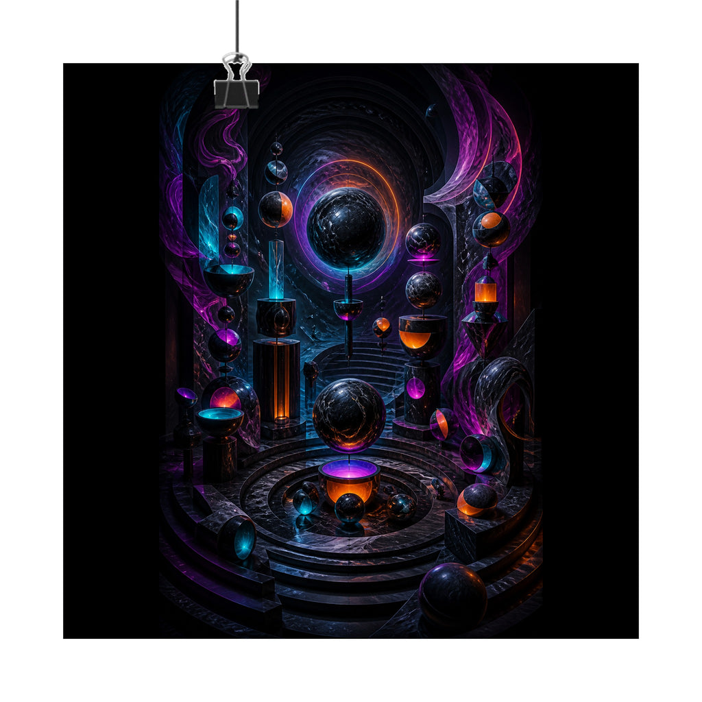 Orbitless Marble Choir original KOSVYRE art print displayed with binder clips