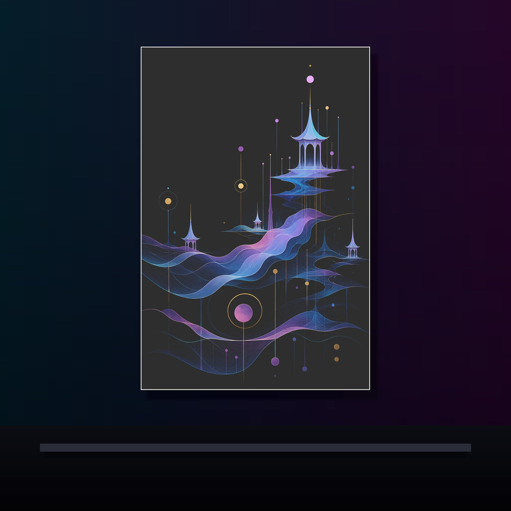 Pale Signal Pavilions original KOSVYRE poster displayed in a dark psychedelic gallery setting