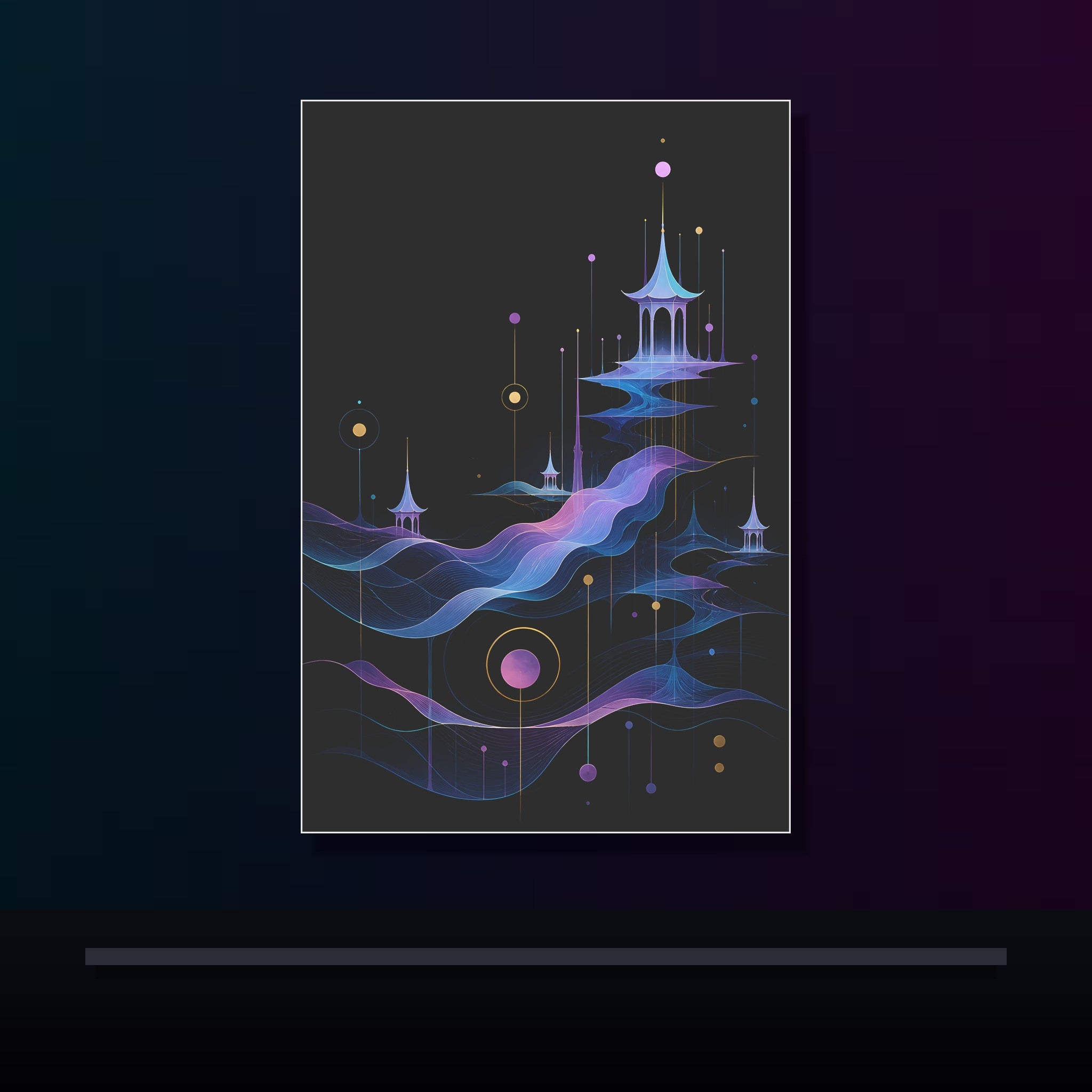 Pale Signal Pavilions original KOSVYRE poster displayed in a dark psychedelic gallery setting