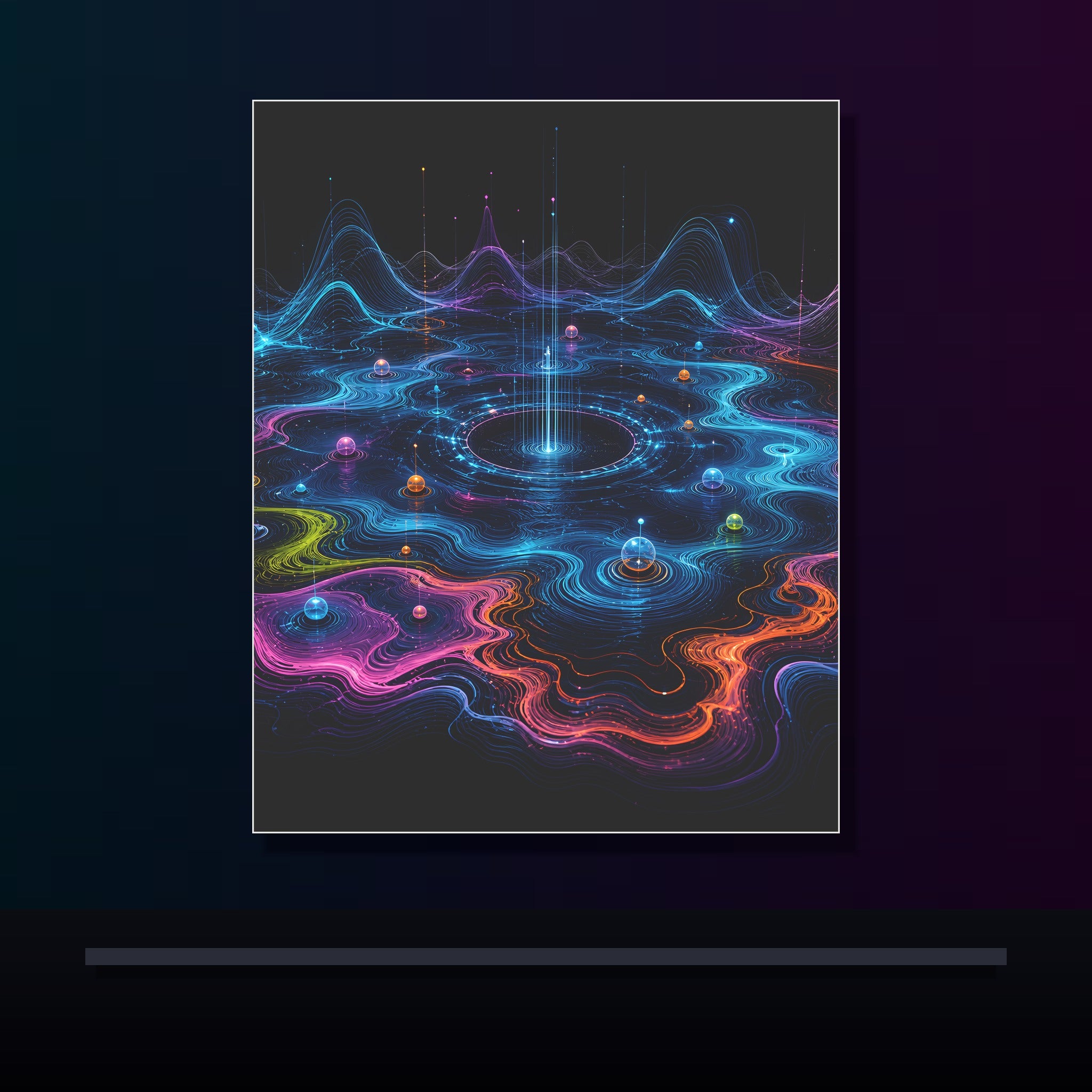 Pale Signal Reservoir original KOSVYRE poster displayed in a dark psychedelic gallery setting