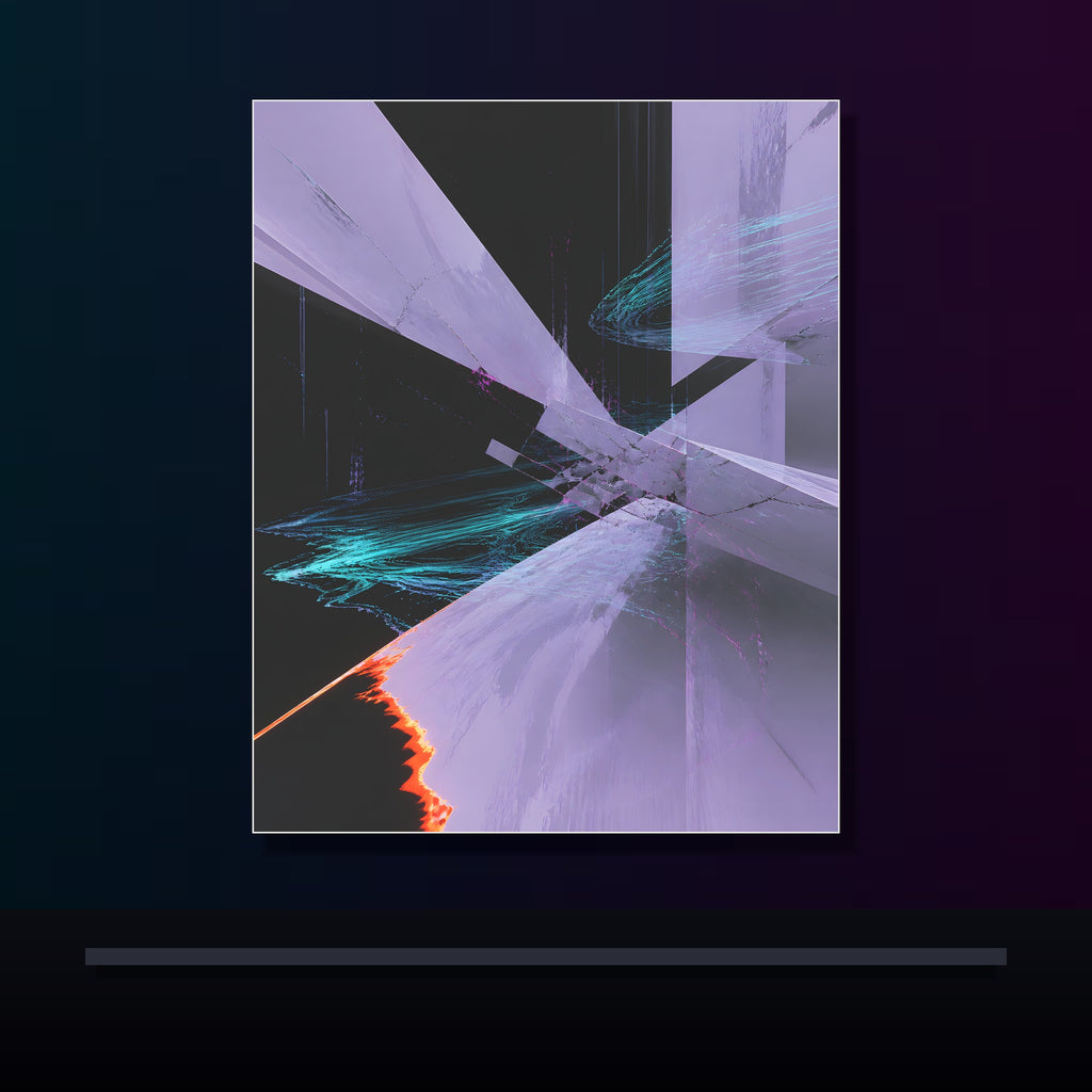 Pale Static Crossing original KOSVYRE poster displayed in a dark psychedelic gallery setting